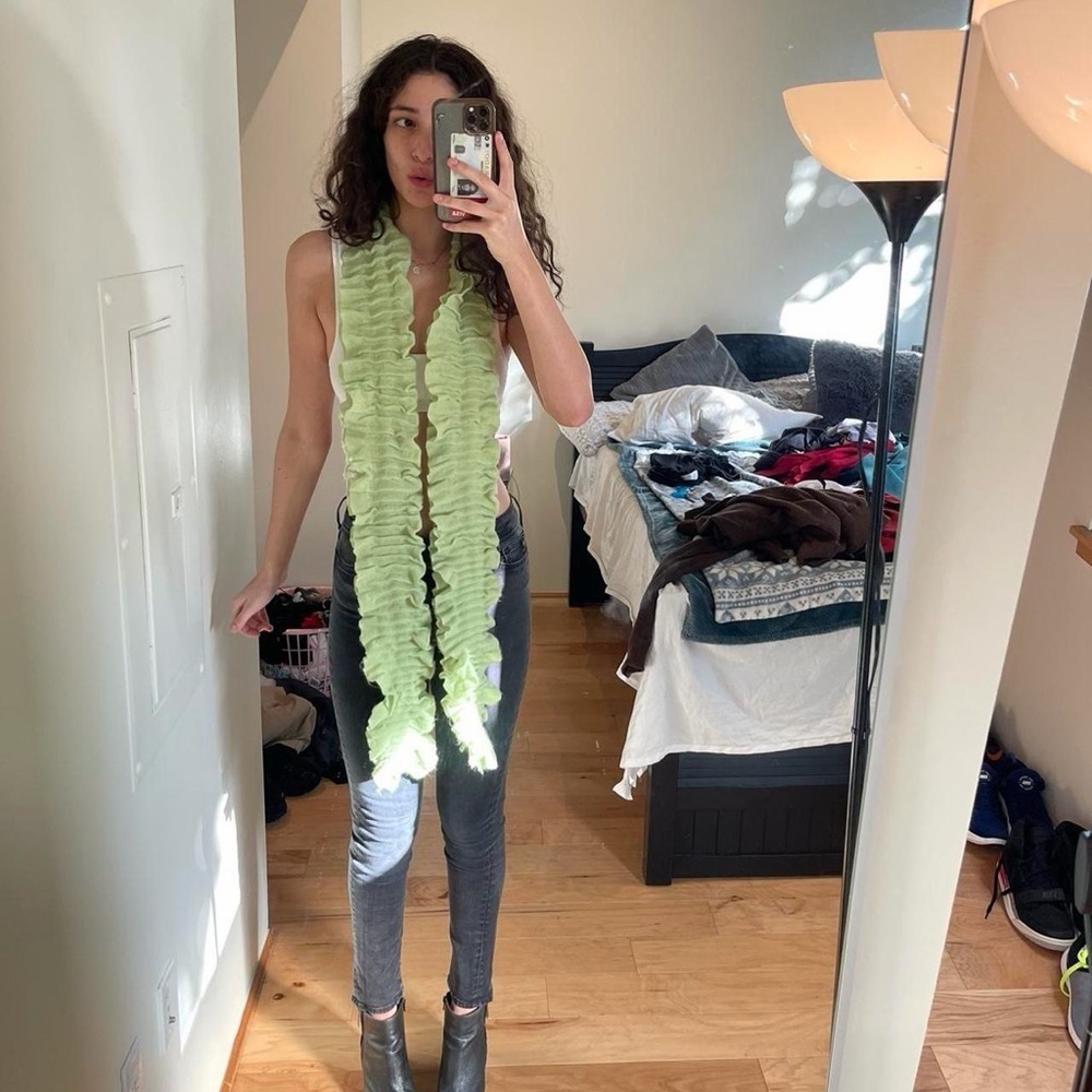Lime Green Ruffled Scarf - Picture 1 of 3